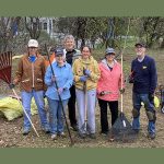 Weeding and spring cleanup of pollinator area