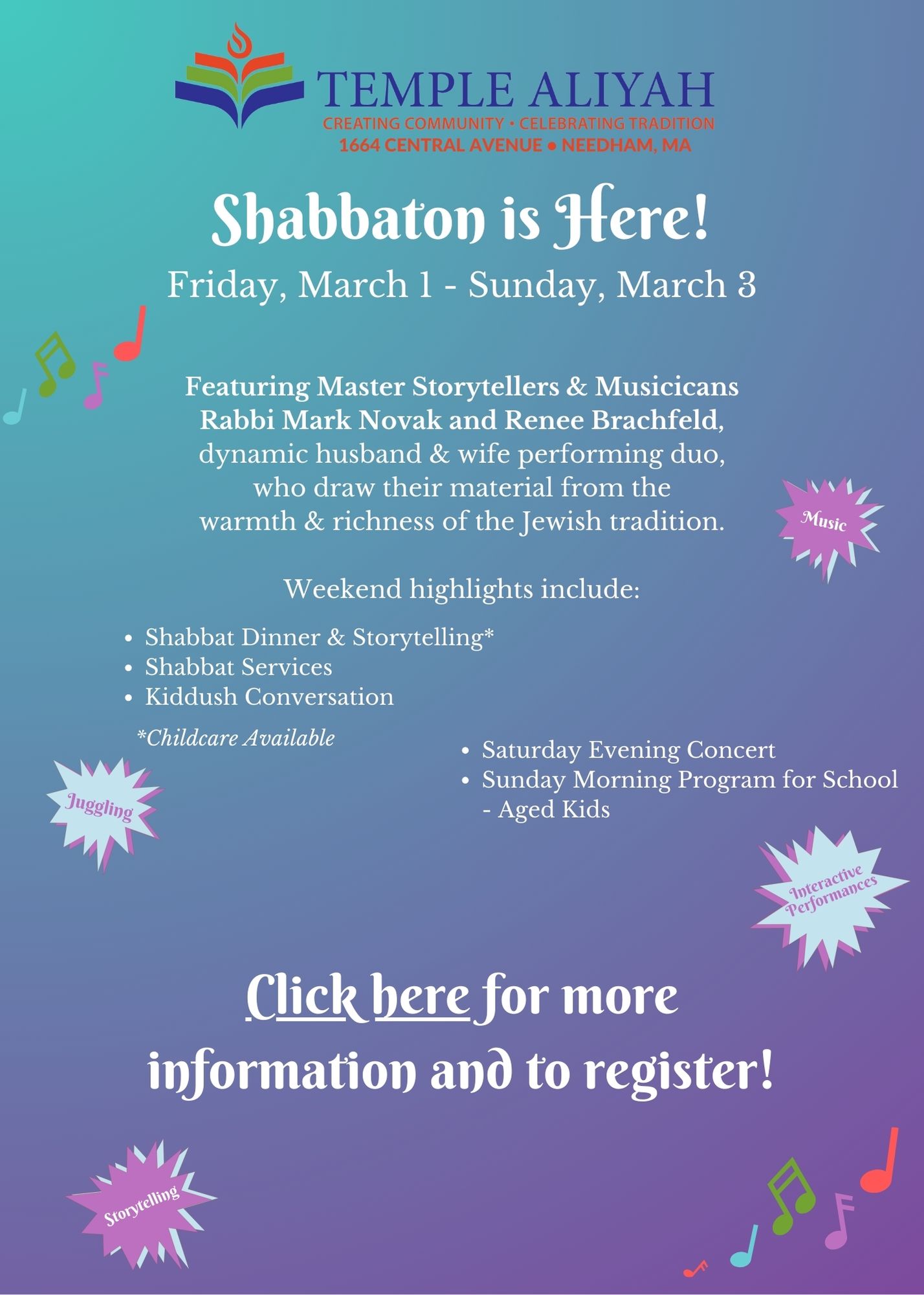 Event Calendar Temple Aliyah Conservative Synagogue Needham